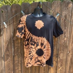 Unisex Yin Yang style bleach dyed t-shirt handmade